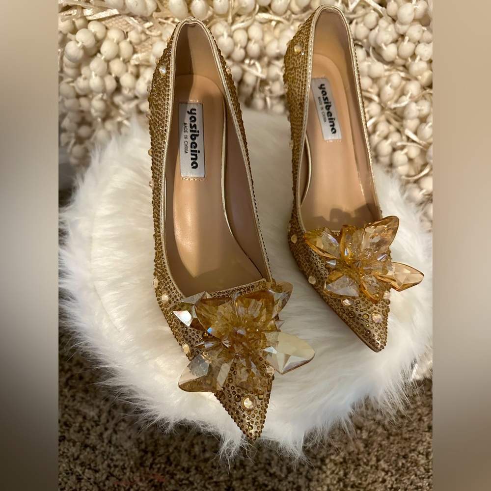 Cinderella inspired heels gold